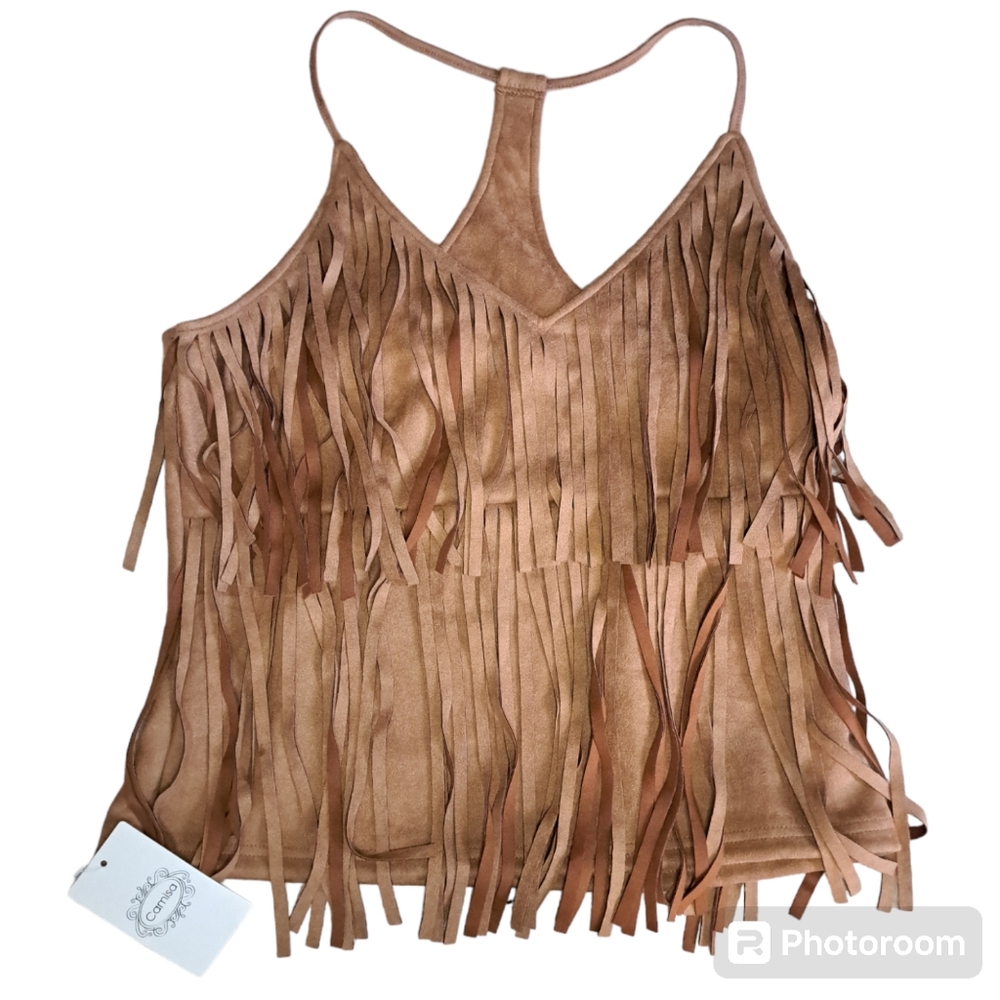 Camisa fringe western camisole top